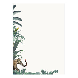 a picture of an elephant and a bird in the jungle