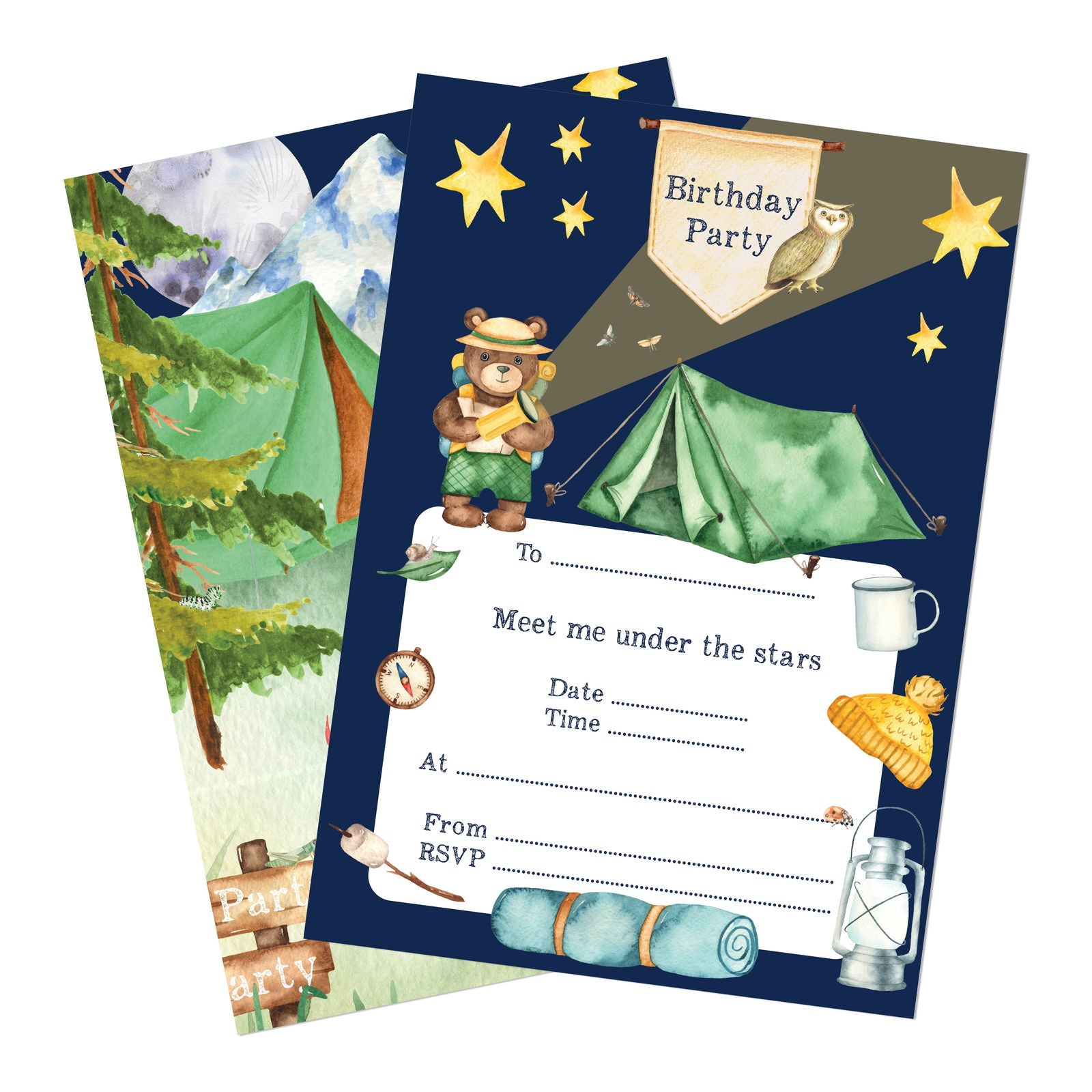 Camping Party Invitations - Mustard and Gray Ltd