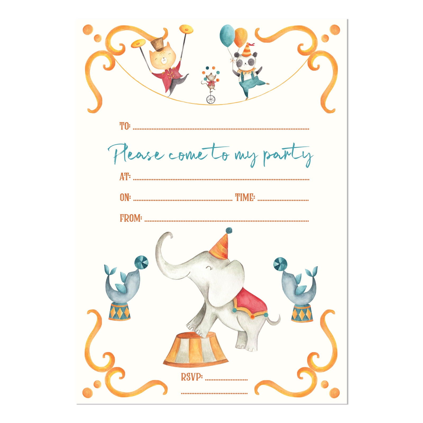 Circus Party Invitations - Mustard and Gray Ltd