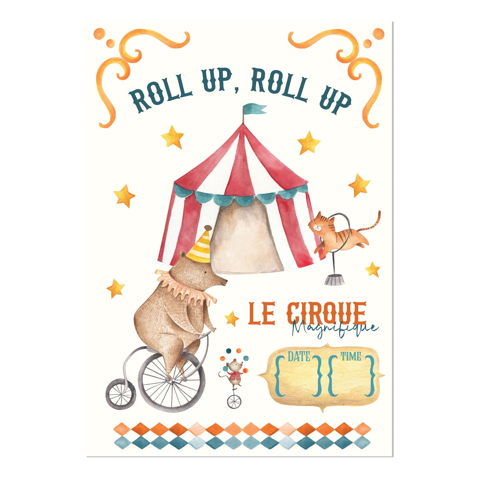 Circus Party Invitations - Mustard and Gray Ltd