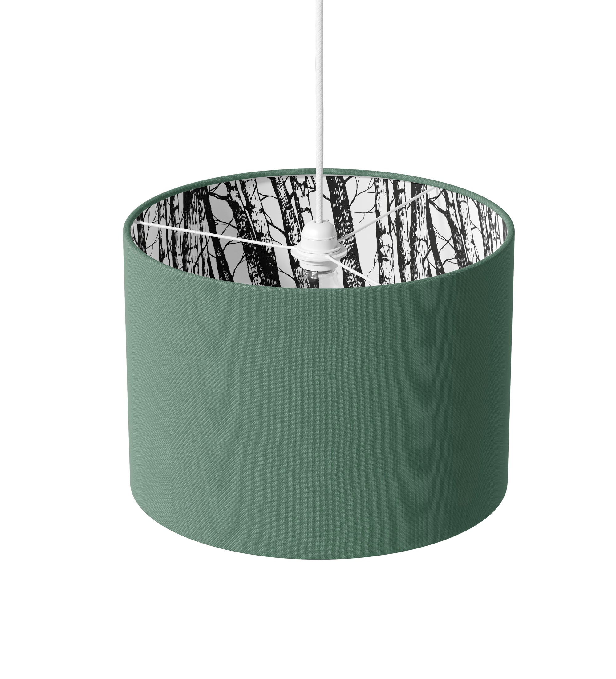 Green and Silver Birch Lamp Shade