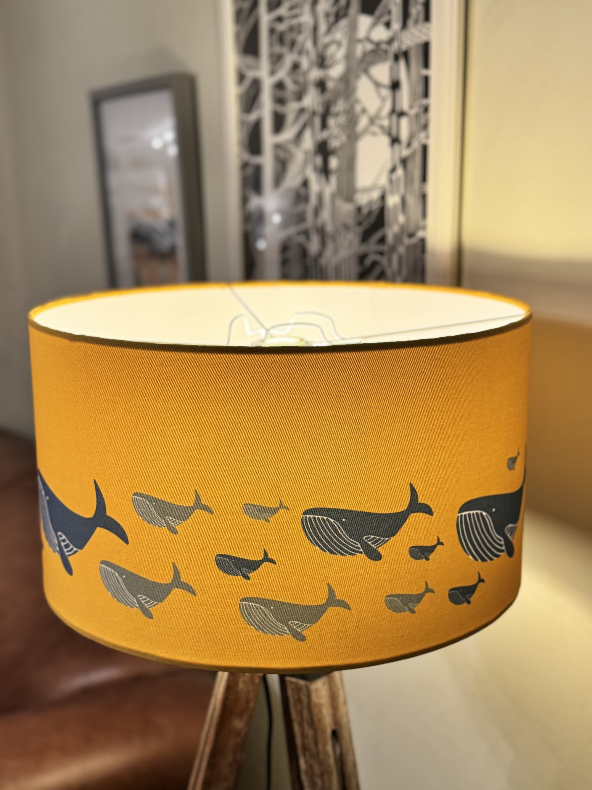 Whale Family Mustard Yellow Lamp Shade