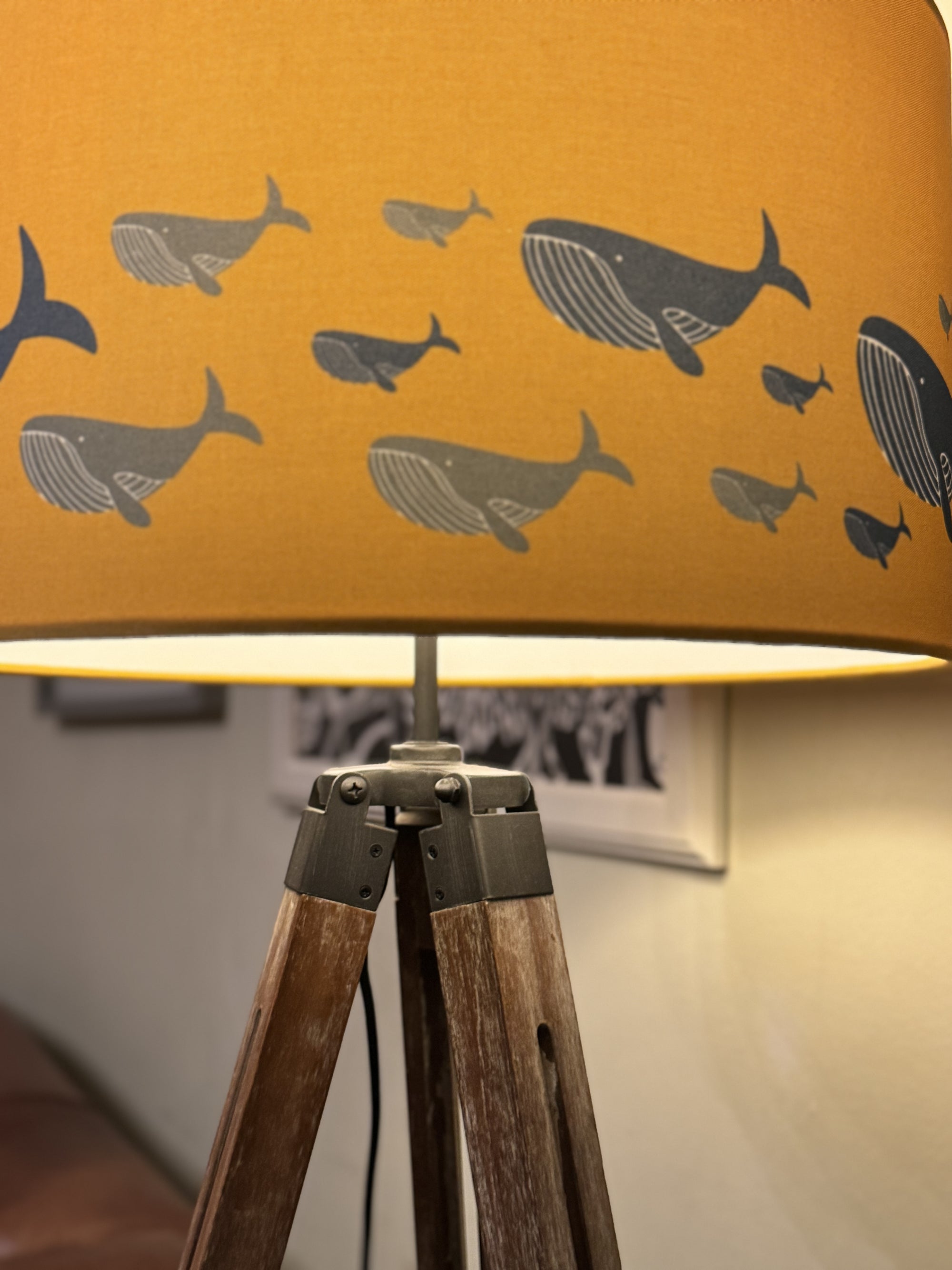 Whale Family Mustard Yellow Lamp Shade