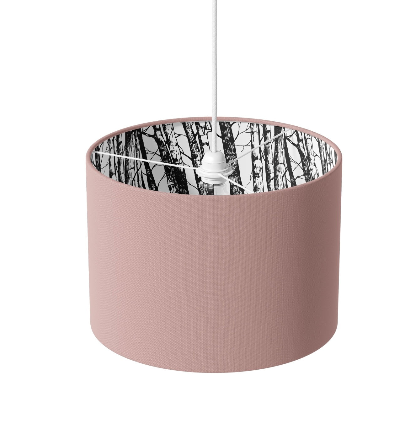 Dusky Pink & Silver Birch Lamp Shade