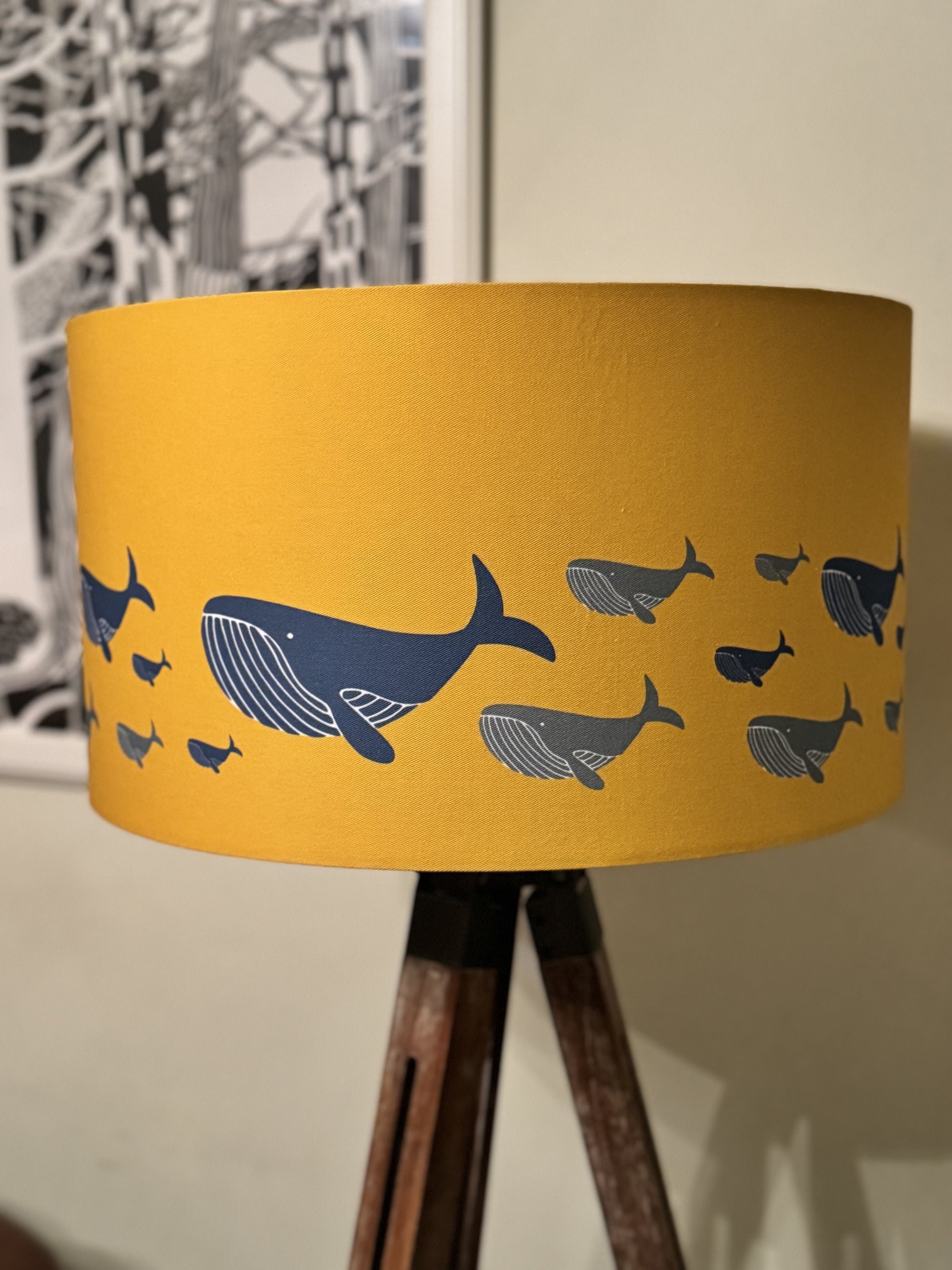 Whale Family Mustard Yellow Lamp Shade