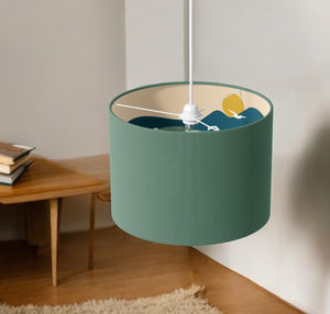 Green & Over the Hills Lamp Shade