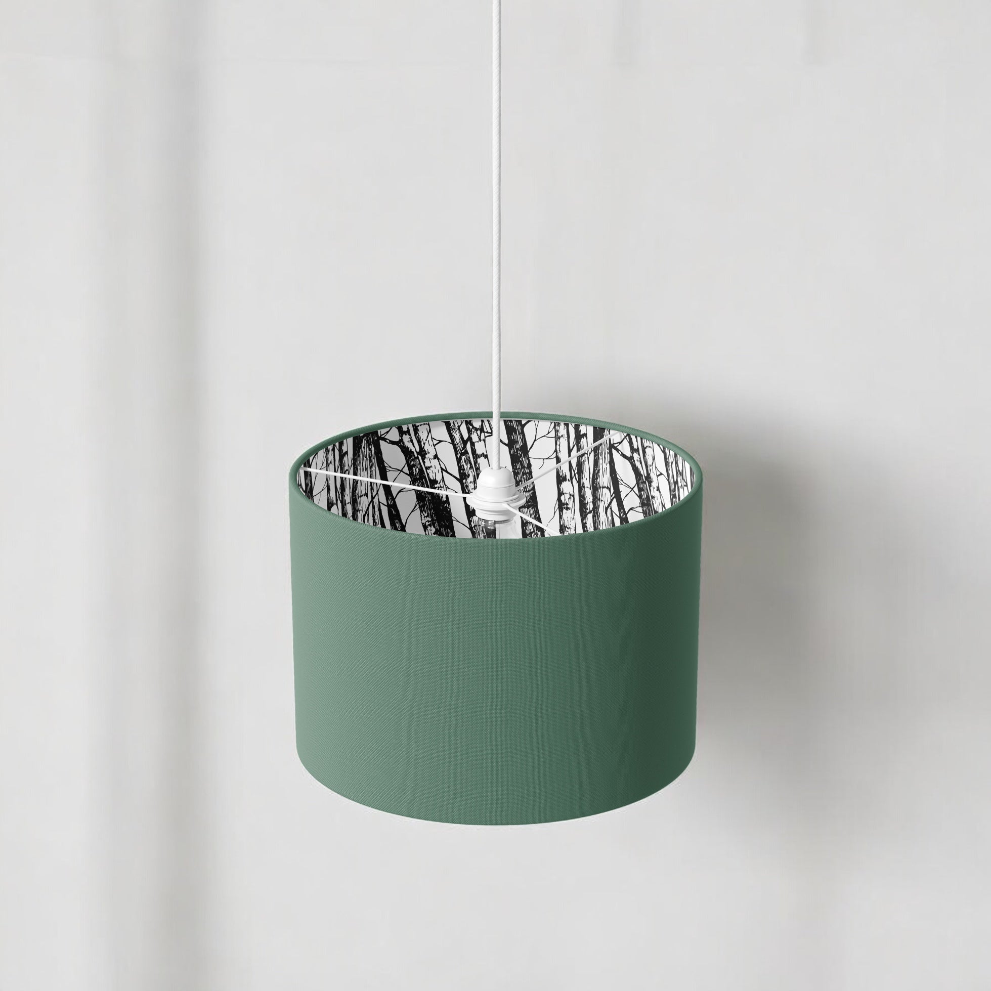 Green and Silver Birch Lamp Shade