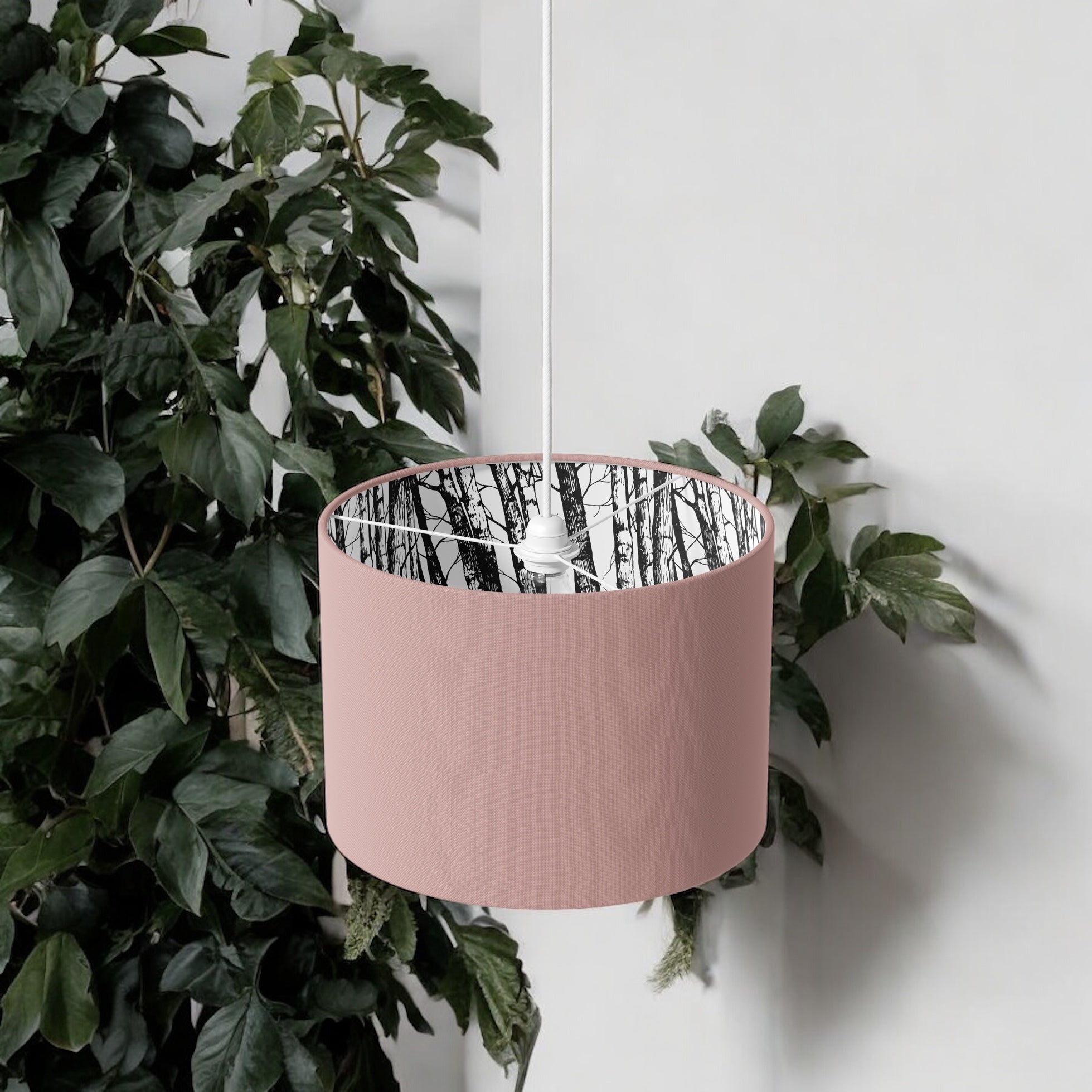 Dusky Pink & Silver Birch Lamp Shade