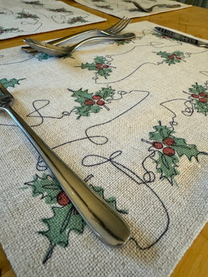 Ink and Hue Holly Placemats (Set of Four)