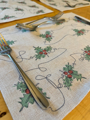 Ink and Hue Holly Placemats (Set of Four)