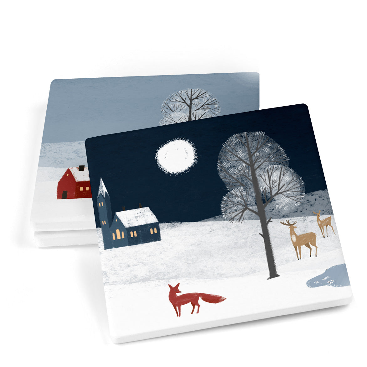 Winter Fox Ceramic Coasters