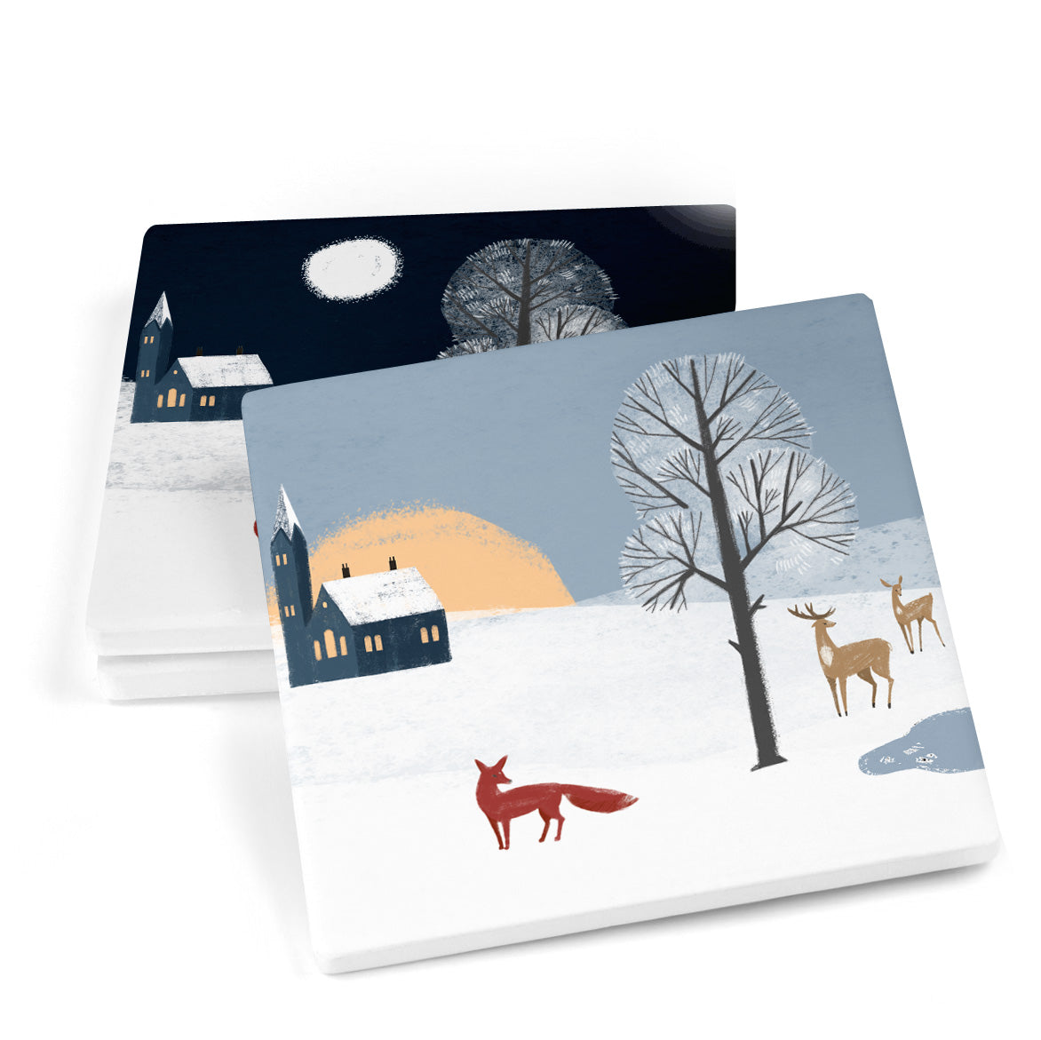 Winter Fox Ceramic Coasters