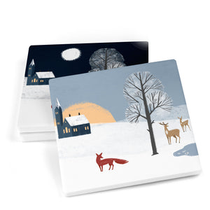 Winter Fox Ceramic Coasters