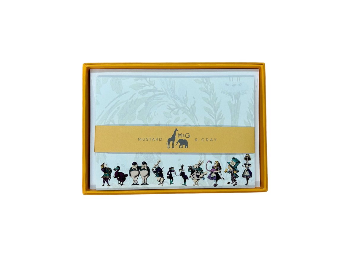 Alice in Wonderland Notecard Set - Mustard and Gray Ltd