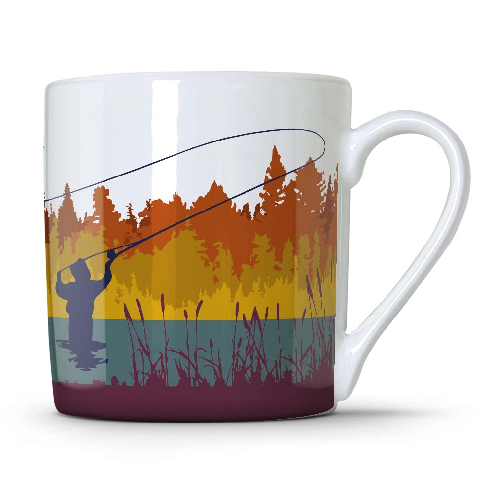 Autumn Fly Fishing Mug - Mustard and Gray Ltd