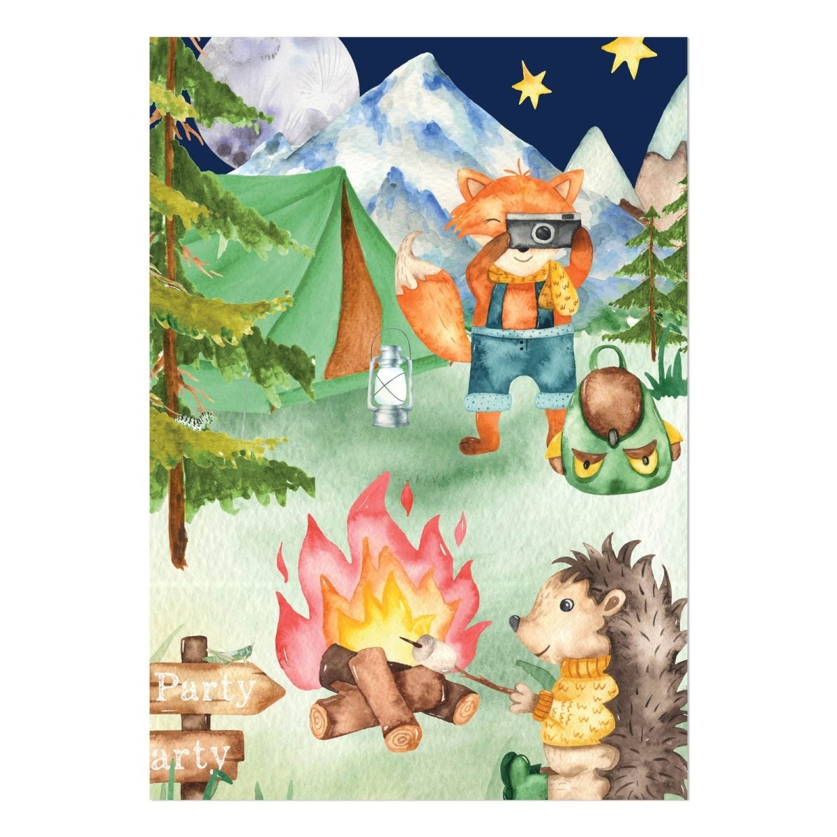 Camping Party Invitations - Mustard and Gray Ltd