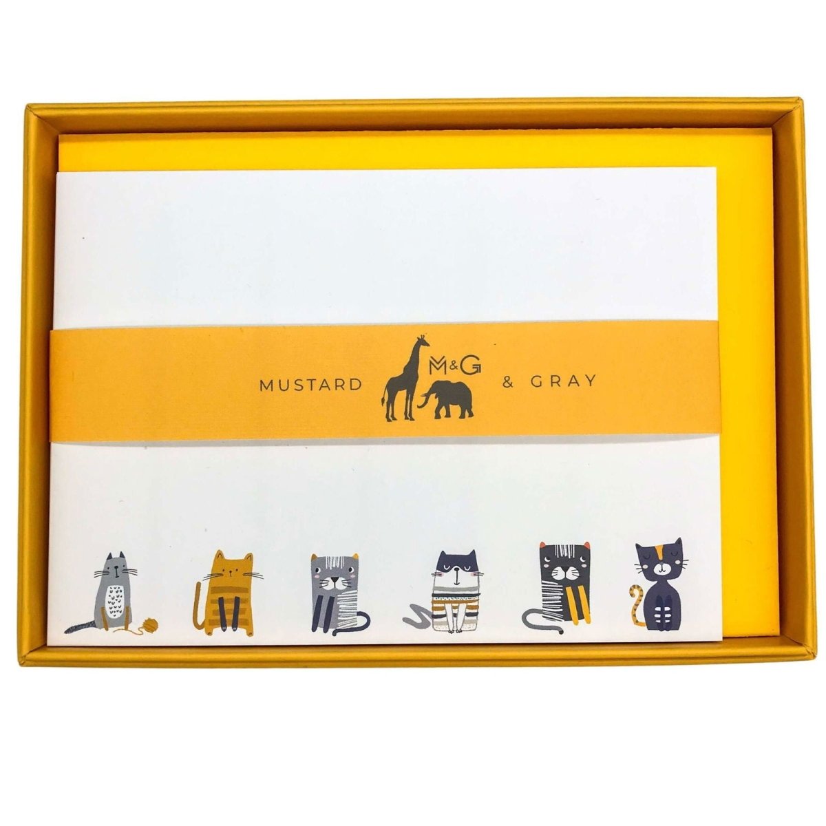 Cats Notecard Set - Mustard and Gray Ltd