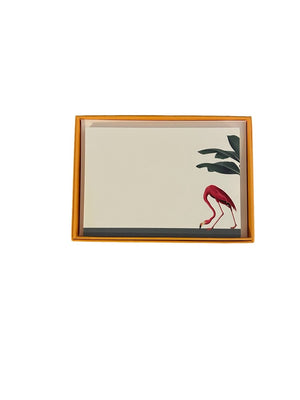 Darwin's Menagerie "Foraging Flamingo" Notecard Set with Laid Envelopes - Mustard and Gray Ltd