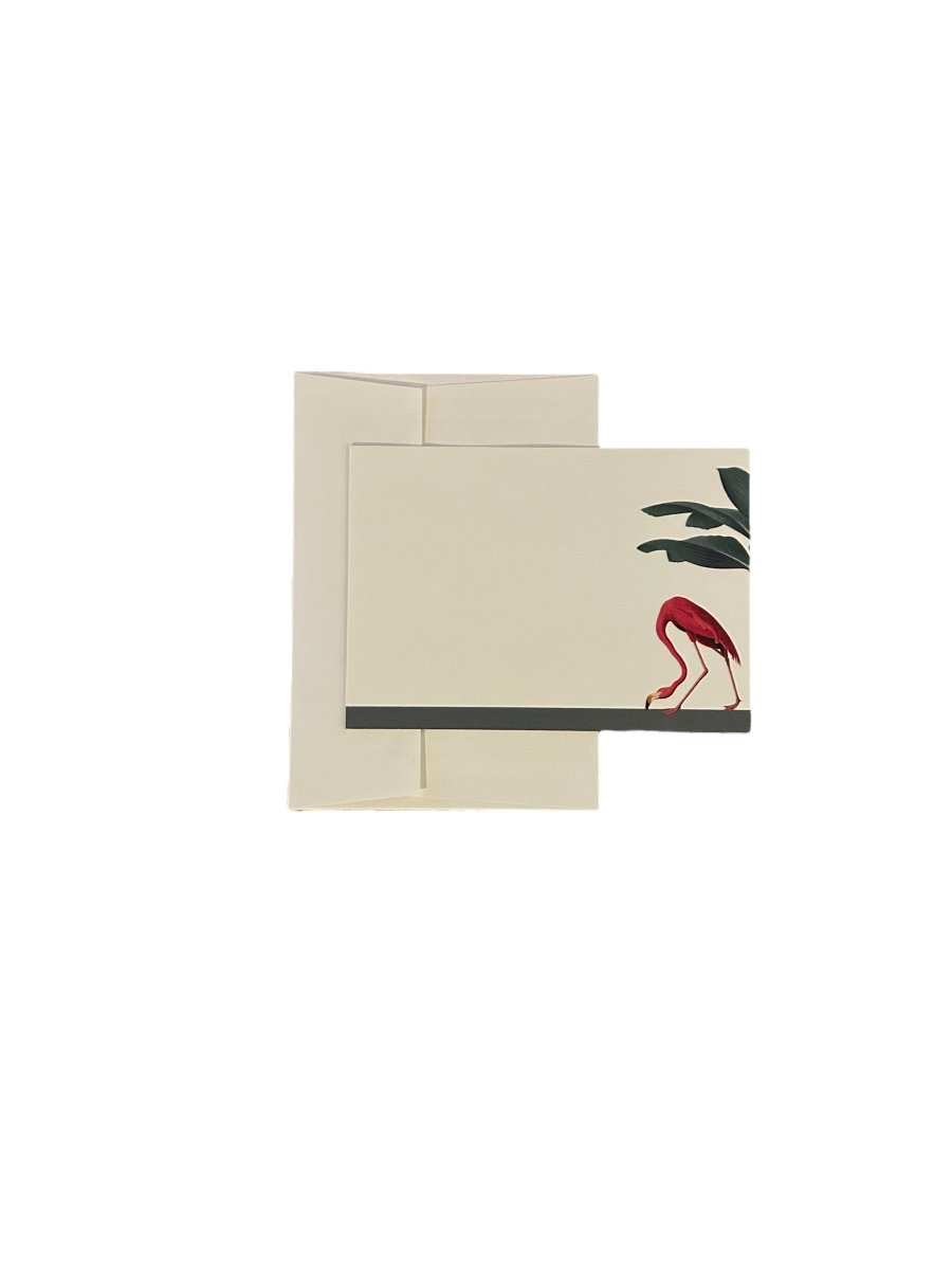 Darwin's Menagerie "Foraging Flamingo" Notecard Set with Laid Envelopes - Mustard and Gray Ltd