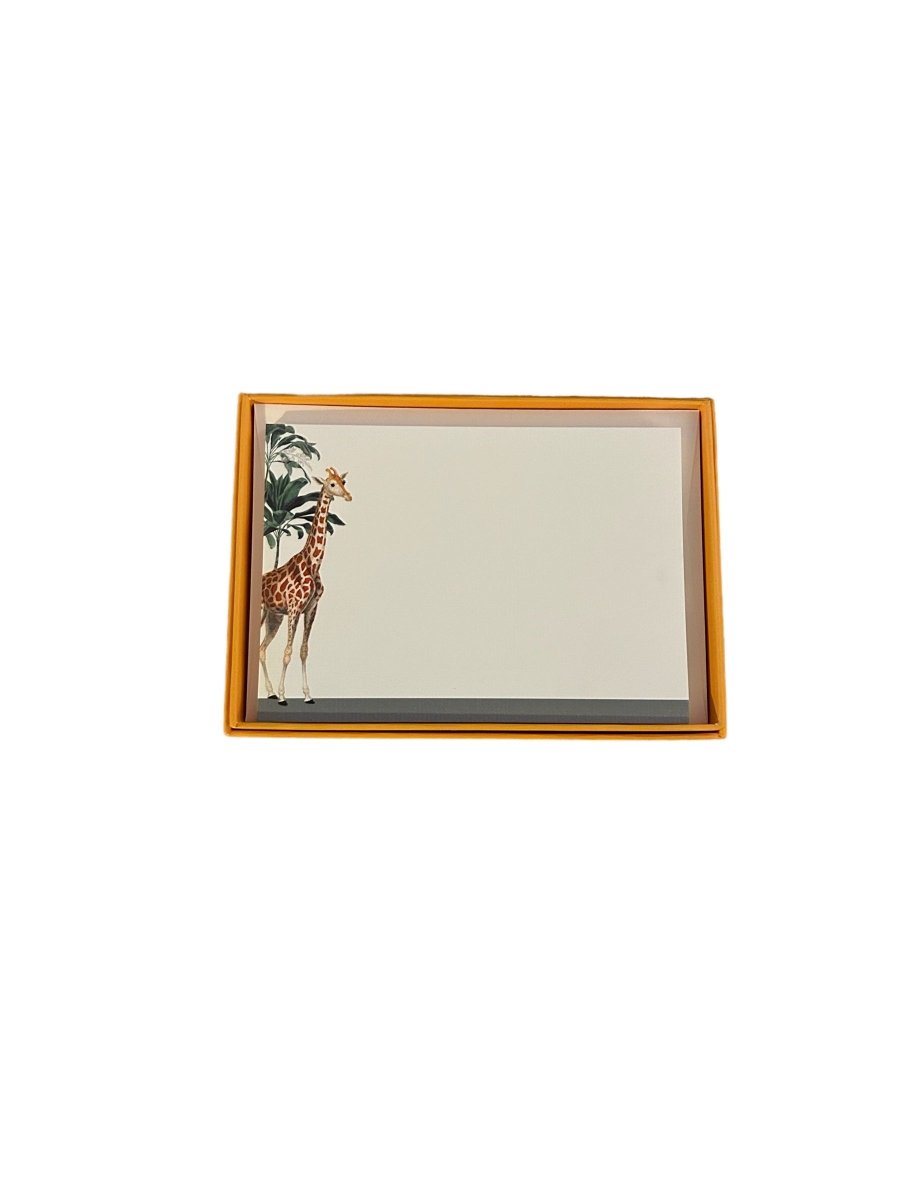 Darwin's Menagerie "Grand Giraffe" Notecard Set with Laid Envelopes - Mustard and Gray Ltd