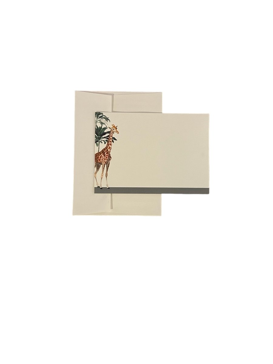 Darwin's Menagerie "Grand Giraffe" Notecard Set with Laid Envelopes - Mustard and Gray Ltd