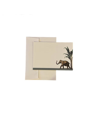 Darwin's Menagerie "Hasty Elephant" Notecard Set with Laid Envelopes - Mustard and Gray Ltd