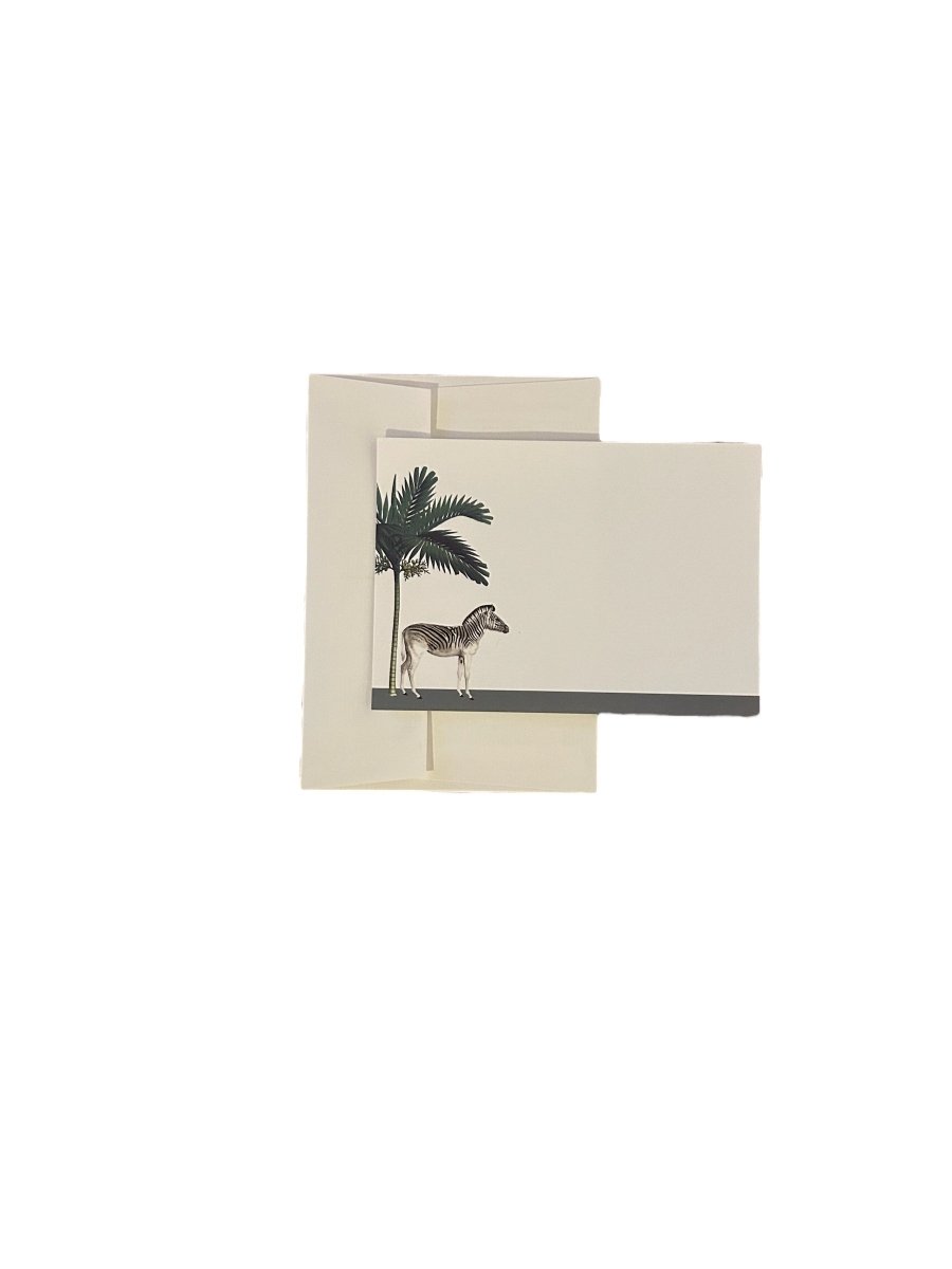 Darwin's Menagerie "Placid Zebra" Notecard Set with Laid Envelopes - Mustard and Gray Ltd