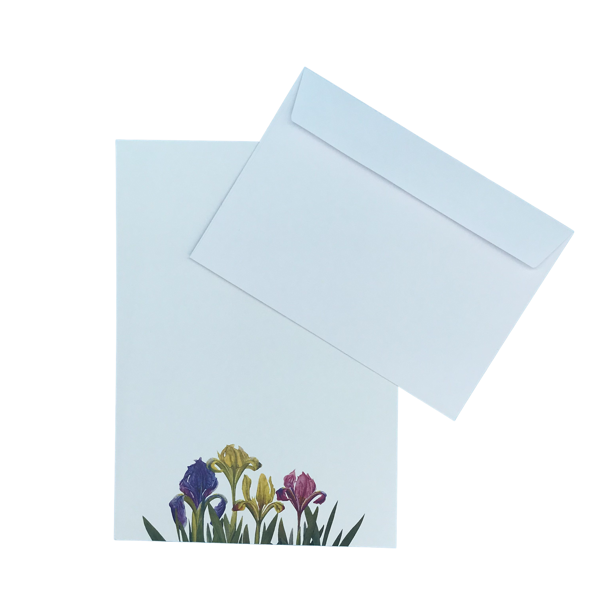 two white envelopes with flowers on them