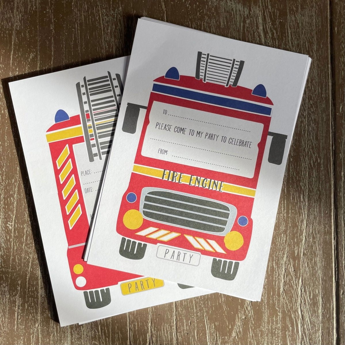 Fire Engine Party Invitations - Mustard and Gray Ltd