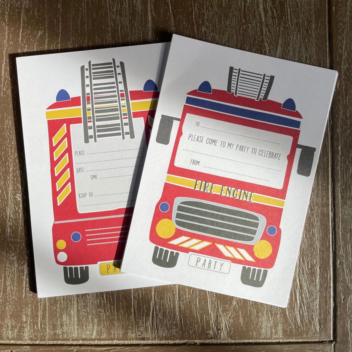 Fire Engine Party Invitations - Mustard and Gray Ltd