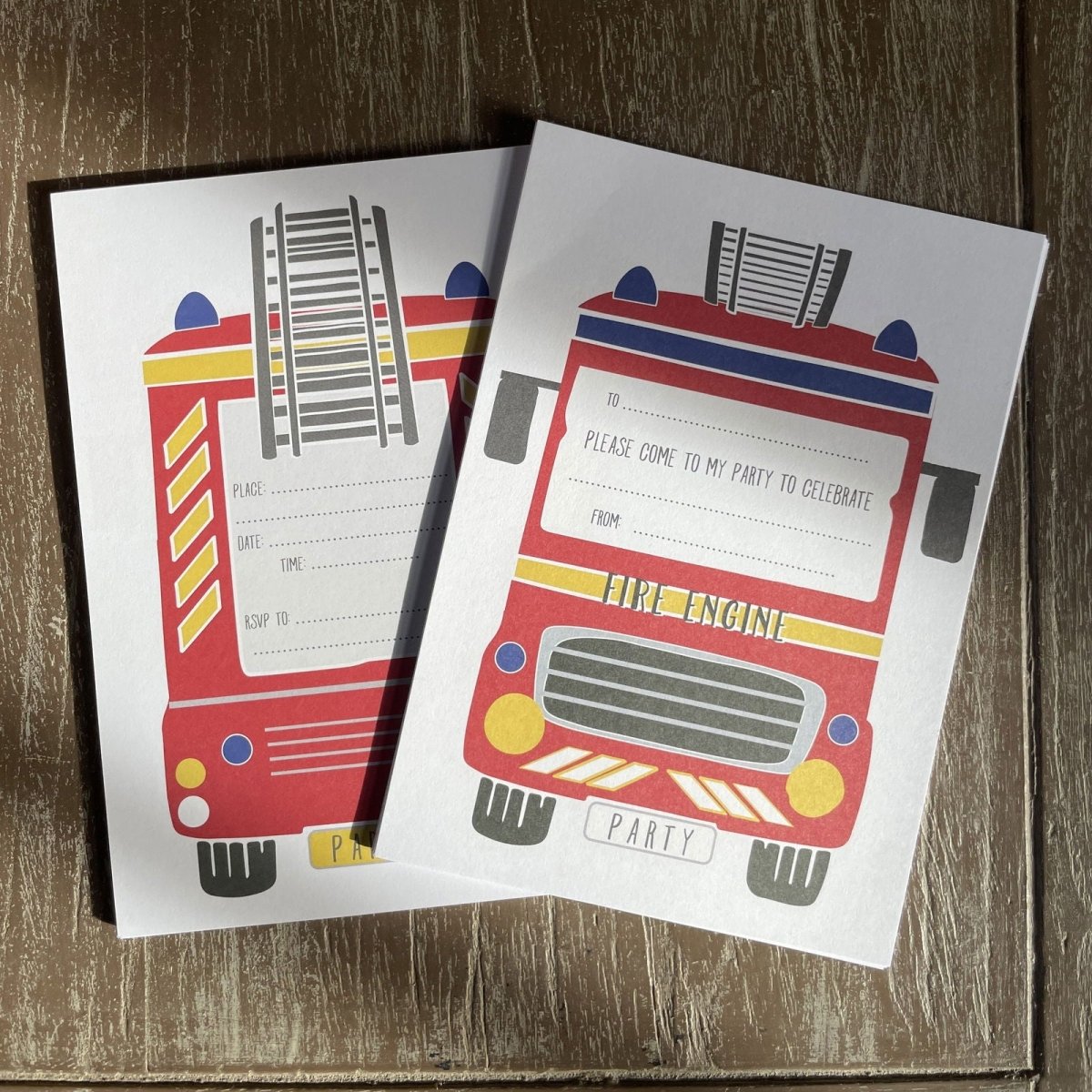 Fire Engine Party Invitations - Mustard and Gray Ltd