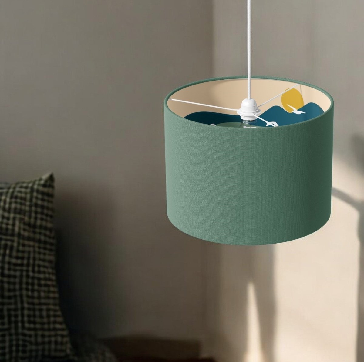 Green & Over the Hills Lamp Shade - Mustard and Gray Ltd