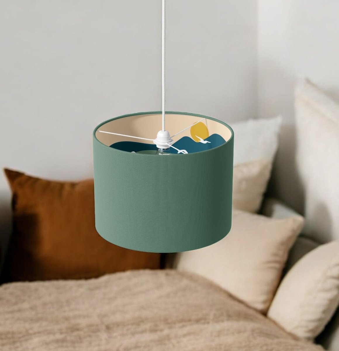 Green & Over the Hills Lamp Shade - Mustard and Gray Ltd