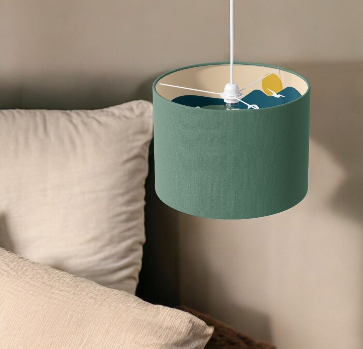 Green & Over the Hills Lamp Shade - Mustard and Gray Ltd