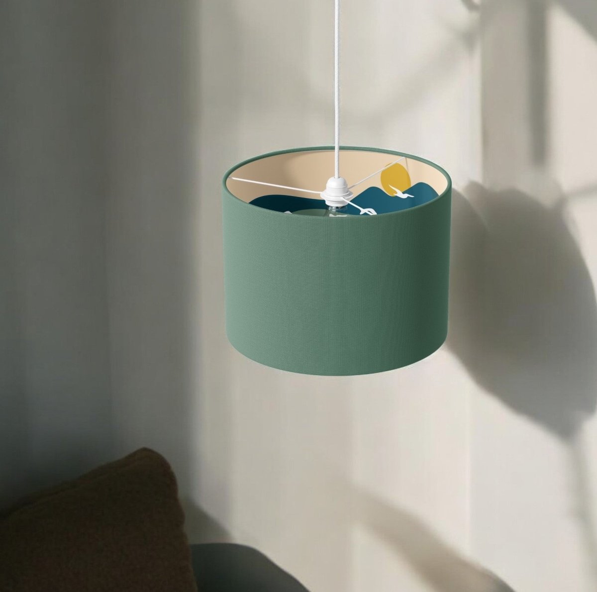 Green & Over the Hills Lamp Shade - Mustard and Gray Ltd