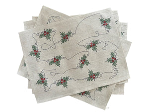 Ink and Hue Holly Placemats (Set of Four) - Mustard and Gray Ltd