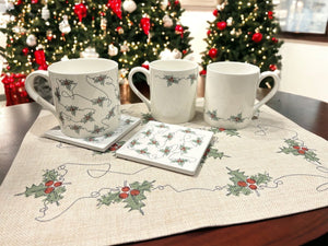 Ink and Hue Holly Placemats (Set of Four) - Mustard and Gray Ltd