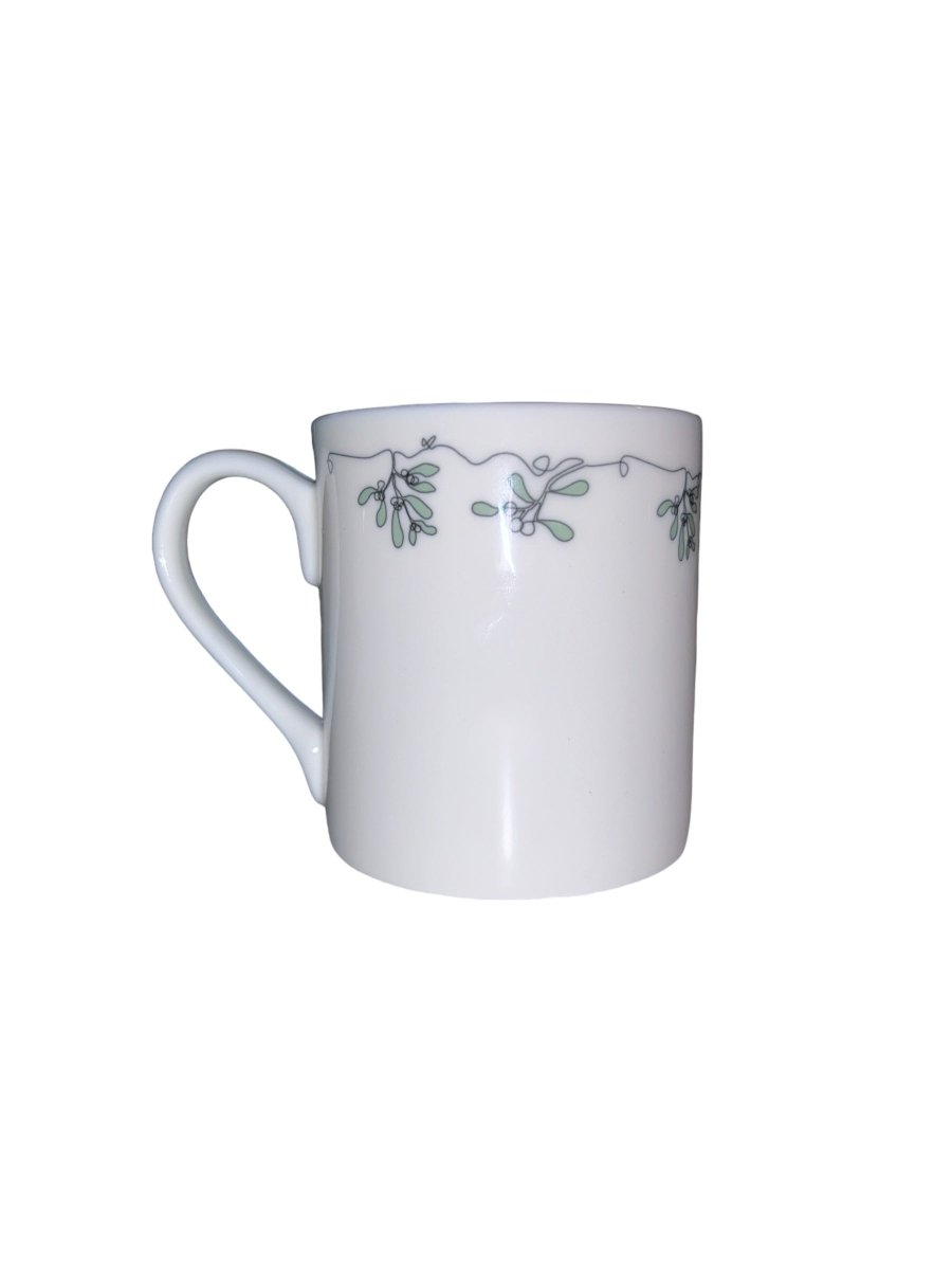 Ink and Hue Mistletoe Small Mug (top design) - Mustard and Gray Ltd