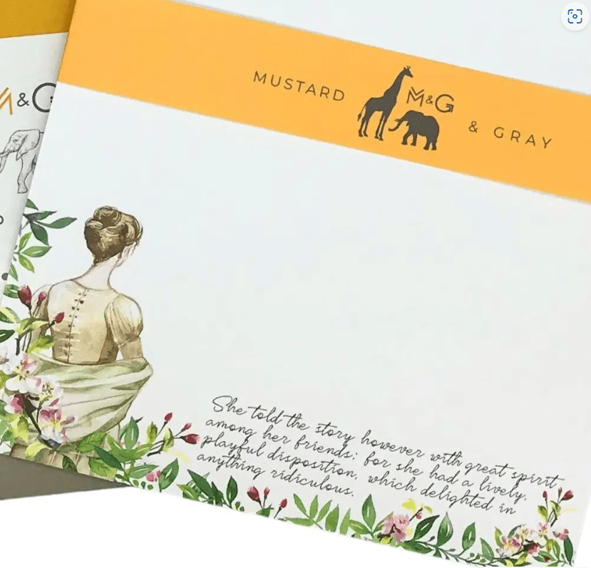 Jane Austen Quote Letter Paper - Wove A5 Writing Paper - Mustard and Gray Ltd