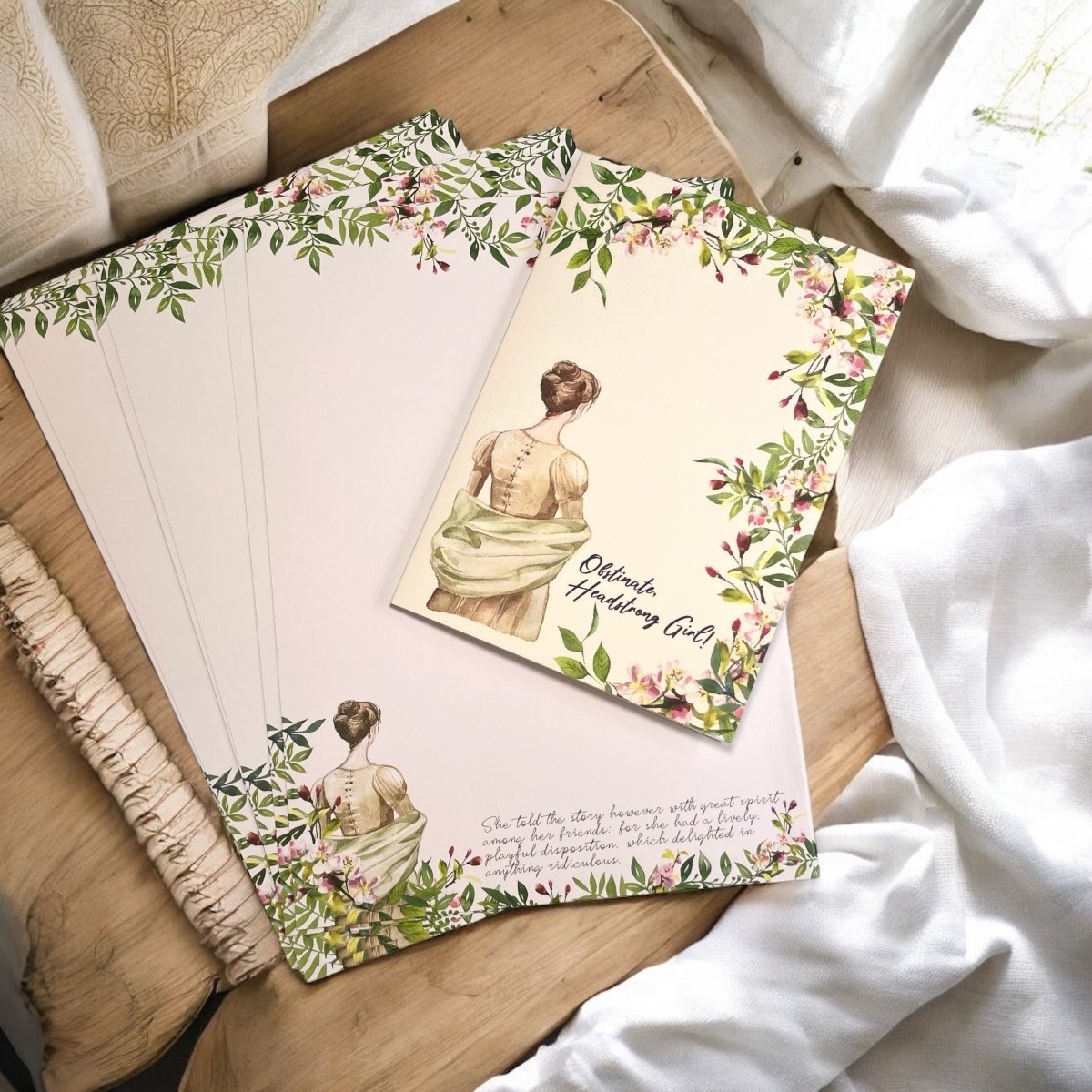 Jane Austen Writing Paper & Greeting Card Bundle (24 Sheets & 3 Cards) - Mustard and Gray Ltd