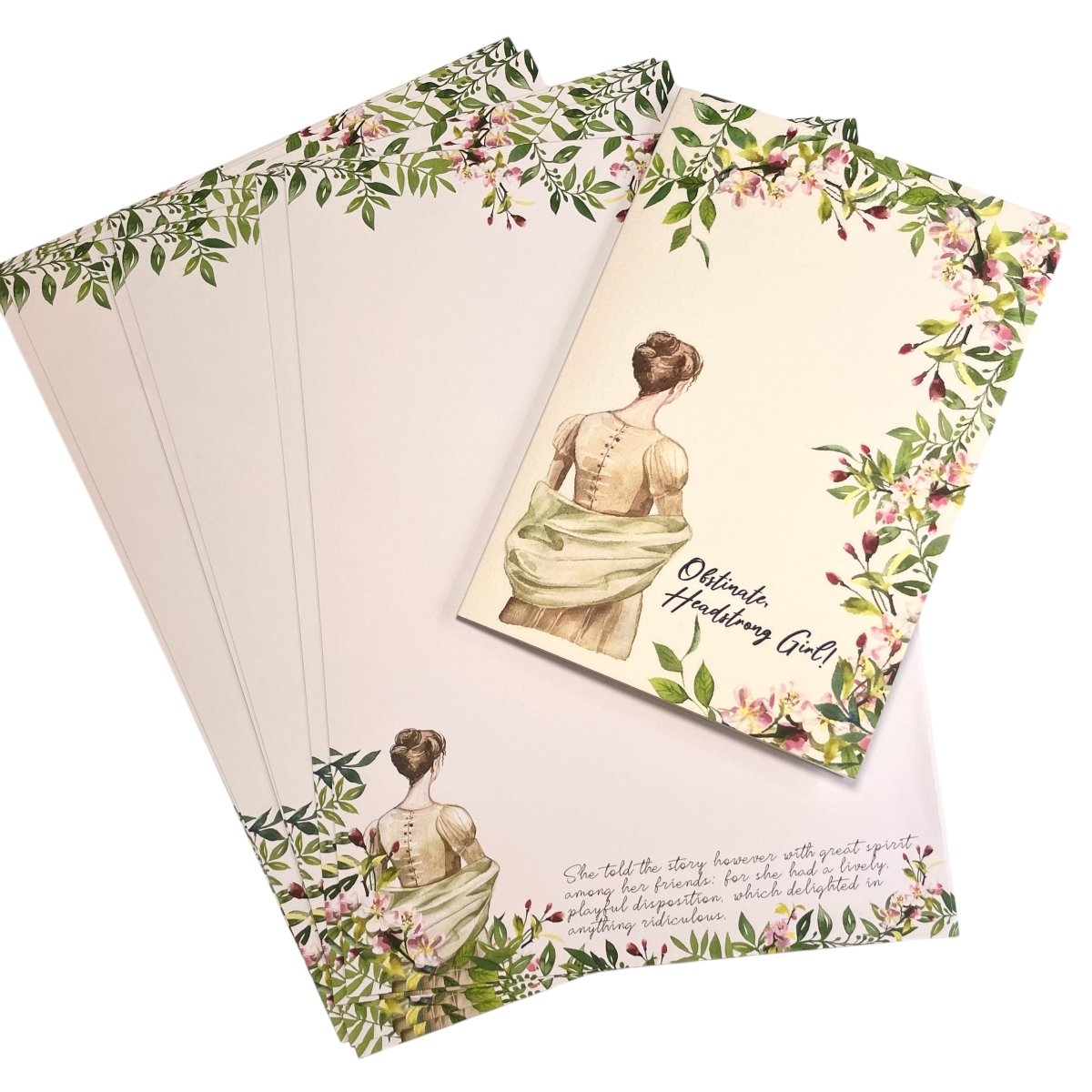 Jane Austen Writing Paper & Greeting Card Bundle (24 Sheets & 3 Cards) - Mustard and Gray Ltd