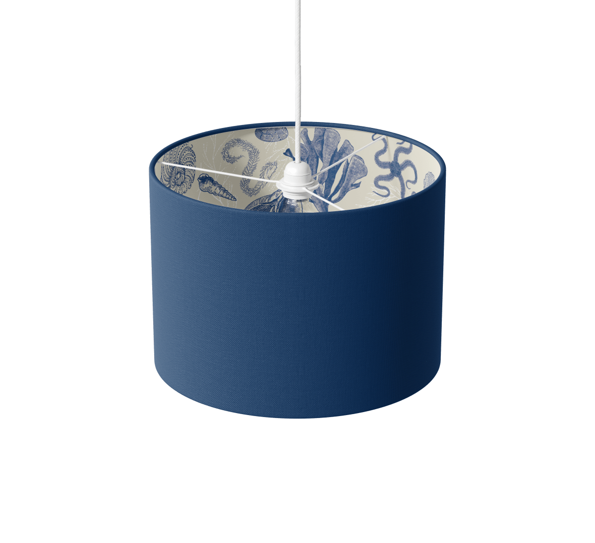 Navy & Antiquarian Sealife Lamp Shade - Mustard and Gray Ltd