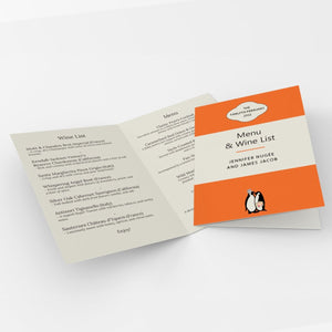 Penny Classics Book Menu Card