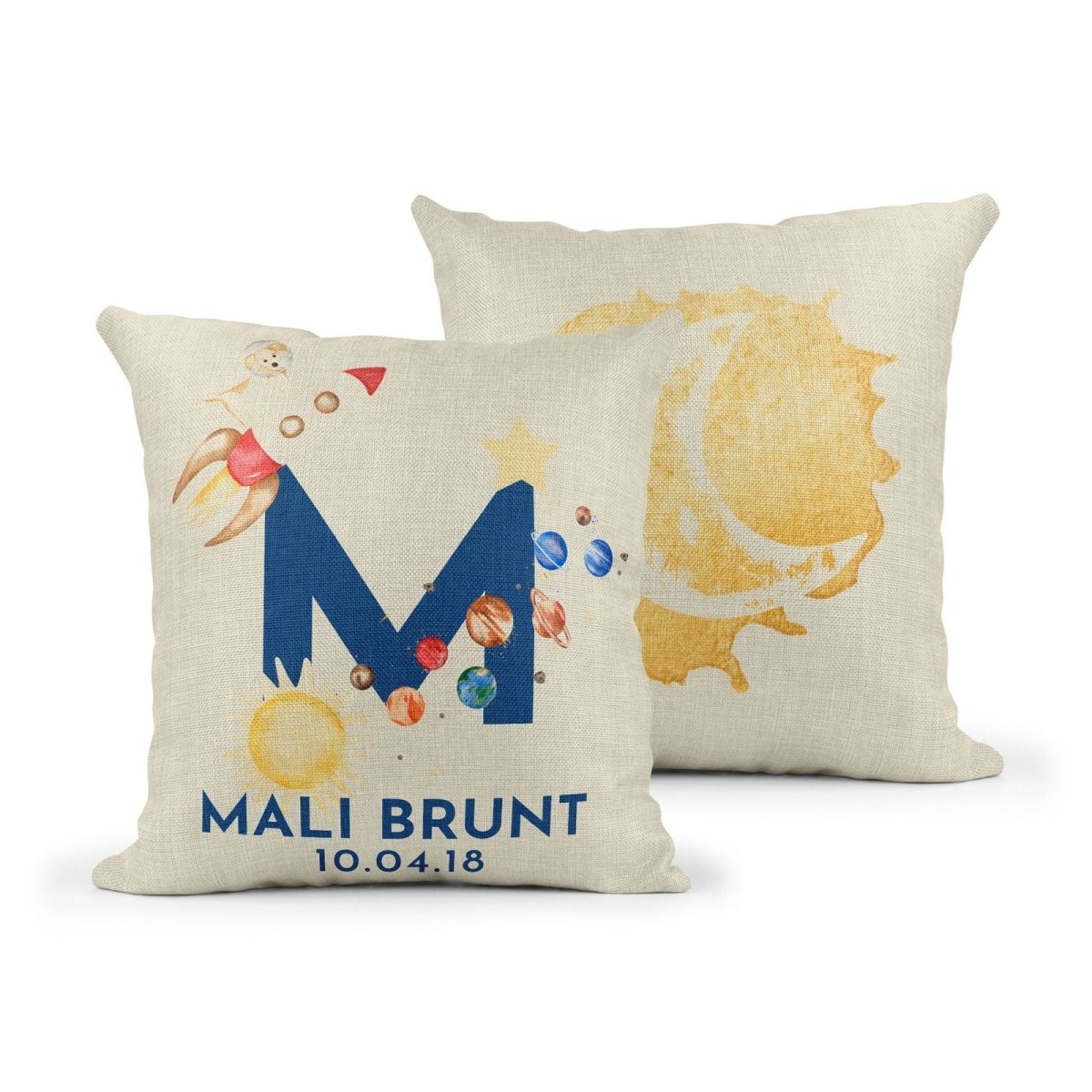 Personalised Space Dog Cushion - Mustard and Gray Ltd