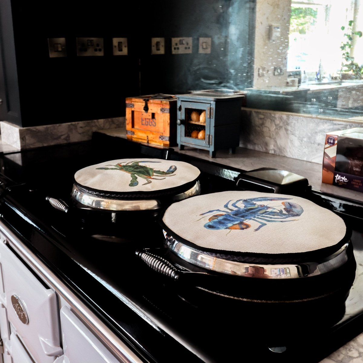 "Pinchy" Circular Hob Covers - Mustard and Gray Ltd