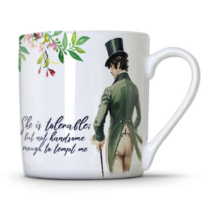 "She is tolerable" Pride & Prejudice Mug (Jane Austen Mug) - Mustard and Gray Ltd