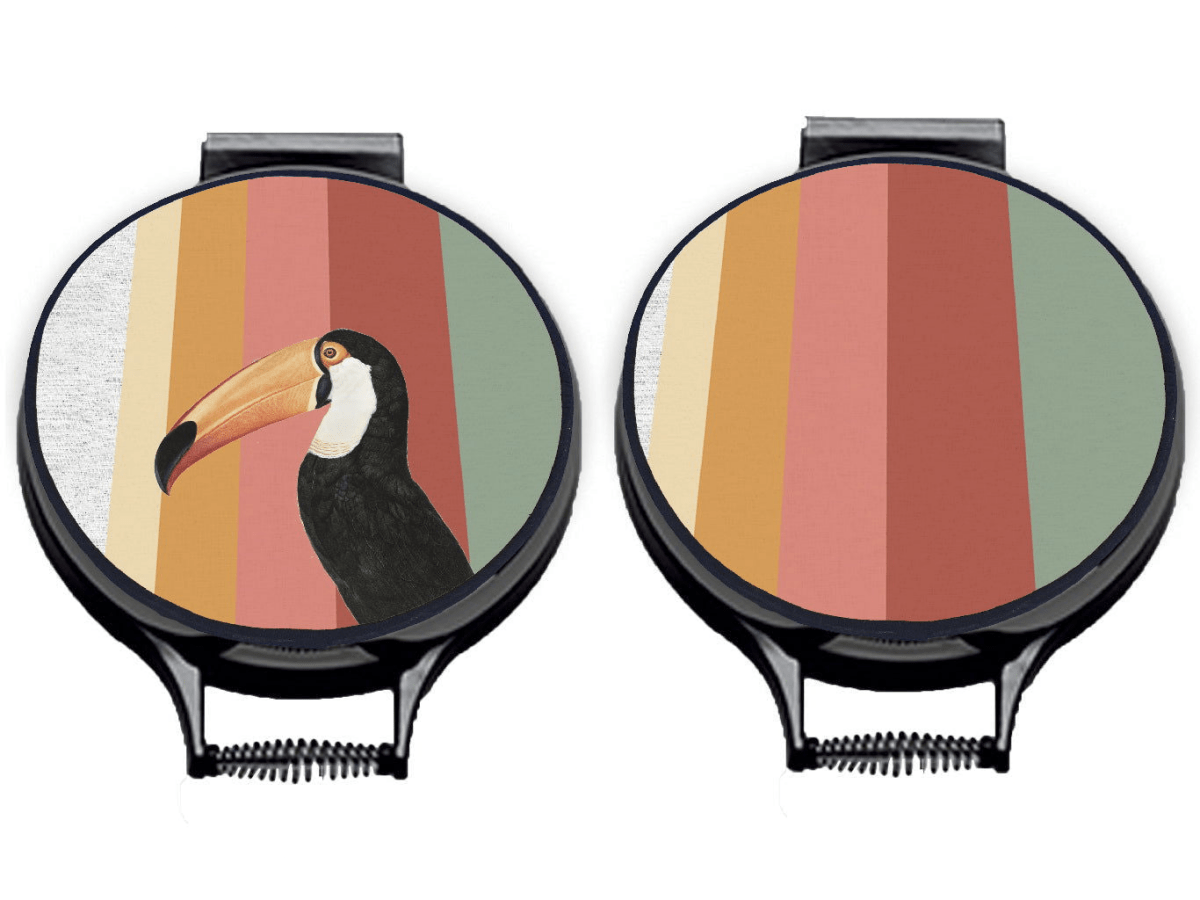 Toco Toucan Stripe Circular Hob Covers - Mustard and Gray Ltd