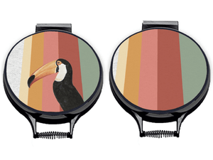 Toco Toucan Stripe Circular Hob Covers - Mustard and Gray Ltd