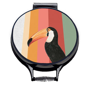 Toco Toucan Stripe Circular Hob Covers - Mustard and Gray Ltd