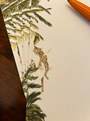 Tree Leopard Letter Paper - Wove A5 Writing Paper - Mustard and Gray Ltd